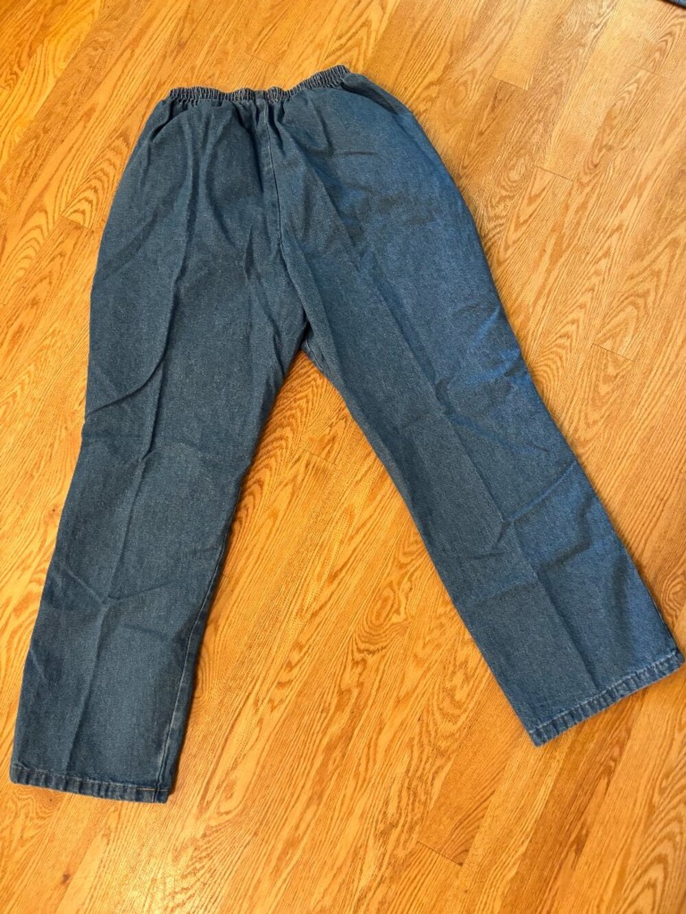 Vintage Chic Jeans Womens 10 Petite Blue High Rise Relaxed Pull On Stretch